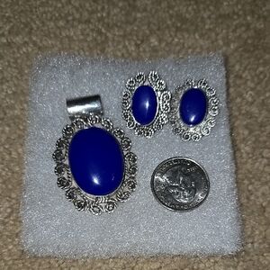 Elegant Silver and Blue Jewelry Set